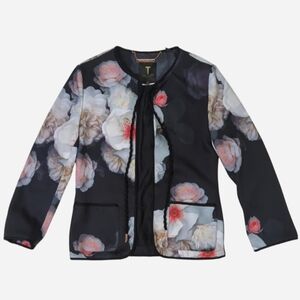 Ted Baker Floral jacket with Needine Chelsea Cord Trim and ties at the neck with